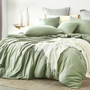 3 Piece Olive Green Duvet Cover Set Minimalist Solid Soft Comforter Duvet Cover Set 1 Duvet Cover & 2 Pillow Shams #210149