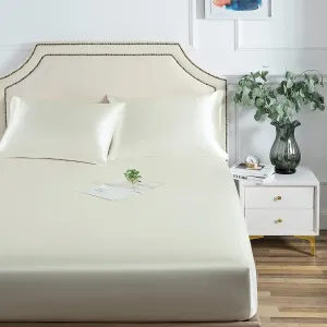 Satin Mattress Protector Non-slip Artificial Satin Silk Mattress Pad Cover Soft Wrinkle Free Fitted Bed Sheet #1050488