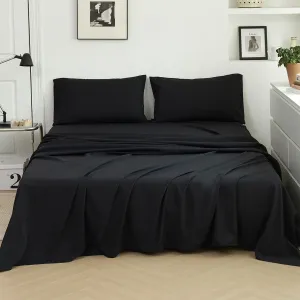 Solid Color Bedding Set: Three-piece Set with Fitted Sheet, Pillowcase, and Flat Sheet #1322793