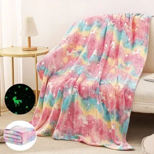 Luminous Blanket Unicorn Star Moon Print Blanket Office Nap Home Air Conditioning Quilt #1230576