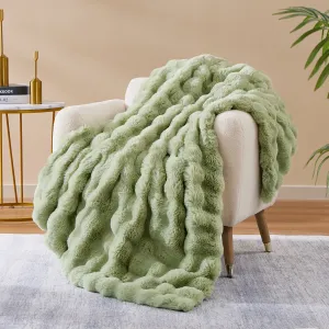 PatPat Double-Layer Plush Faux Rabbit Fur Bubble Jacquard Blanket #1319995