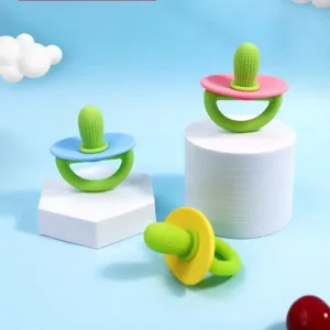 Silicone Baby Teether Toy Cactus Shape Infant Teething Toy Pacifiers Soothe Babies Sore Gums #205468