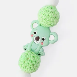 Silicone Teether DIY Wood Beads Baby Teething Necklace Toy Cartoon Koala Pacifier Chain Clip #220594