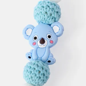 Silicone Teether DIY Wood Beads Baby Teething Necklace Toy Cartoon Koala Pacifier Chain Clip #220596