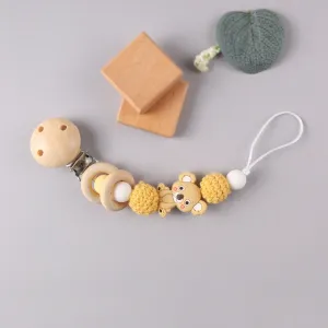 Silicone Teether Wood Beads Set DIY Baby Teething Necklace Toy Cartoon Koala Pacifier chain Clip #806210
