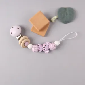 Silicone Teether Wood Beads Set DIY Baby Teething Necklace Toy Cartoon Koala Pacifier chain Clip #806214