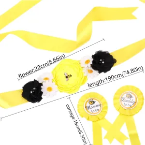 INS-style Maternity Belts with Chiffon Flower Decorations and 2 Brooches #1170137