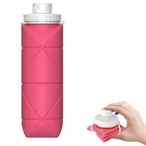 600ML Collapsible Water Bottle Silicone Reusable Foldable Water Bottle for Camping Hiking Travel Gym Sports #206685