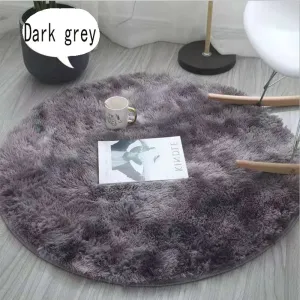 Nordic Tie-dye Gradient Round Carpet Chair Long Hair Bedroom Rug Home Living Room Bedside Mat Computer Entrance Hall Non-slip #191231
