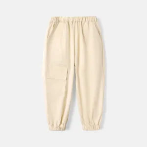 Toddler Boy 100% Cotton Solid Color Pocket Design Elasticized Pants #218888