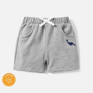 Toddler Boy Animal Dinosaur Embroidered Elasticized Cotton Shorts #221693