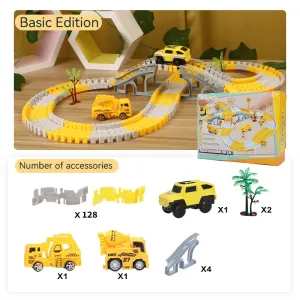 Kids Construction Race Tracks Toys Flexible DIY Track Set with Cars and Construction Car for Boys Girls