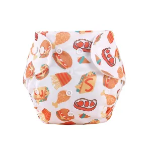 0-3Y Baby Snap Cloth Diapers Cartoon Pattern One Size Adjustable Reusable Waterproof Diaper #210894