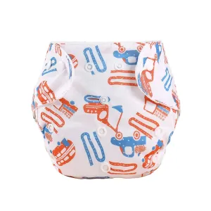 0-3Y Baby Snap Cloth Diapers Cartoon Pattern One Size Adjustable Reusable Waterproof Diaper #210895
