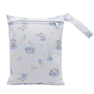 Baby Cloth Diaper Bag Cartoon Elephant/Floral Print Wet Dry Bag Portable Diaper Organizer #862252