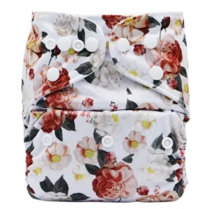 Baby Snap Cloth Diapers Allover Floral Print One Size Adjustable Reusable Waterproof Diaper #860531