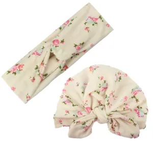 2pcs Allover Floral Print Headband and Hat Set for Mom and Me #1044139