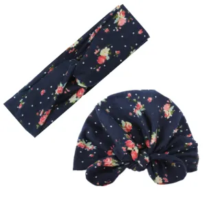 2pcs Allover Floral Print Headband and Hat Set for Mom and Me #1044142