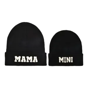 Letter embroidery windproof warm knitted wool cap for Mommy and Me #1213356
