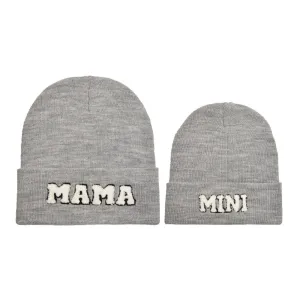 Letter embroidery windproof warm knitted wool cap for Mommy and Me #1213358