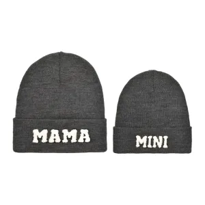 Letter embroidery windproof warm knitted wool cap for Mommy and Me #1213360
