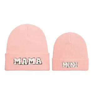 Letter embroidery windproof warm knitted wool cap for Mommy and Me #1213362