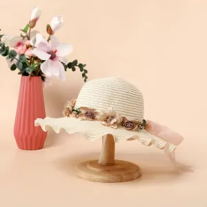 Women/Kid Ruffled Floral Strap Hat #1034791