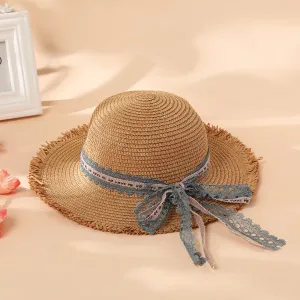 Women/Kid Summer Bow Decor Straw Hat #1038404