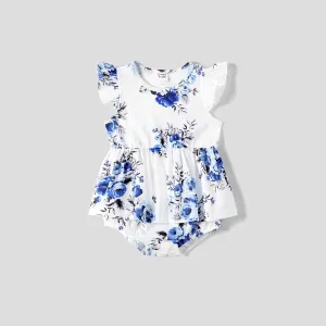 Family Matching Allover Floral Print  Dresses and Short-sleeve Colorblock T-shirts Sets #1057715