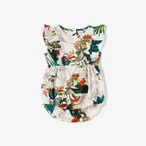 Family Matching Allover Plant Floral Print Dresses and Short-sleeve Shirts Sets #1232961