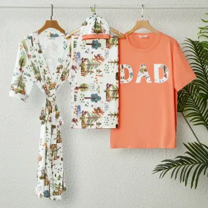 Family Matching Allover Print Robe & Swaddle Blanket or Cotton Tee Sets #1032713