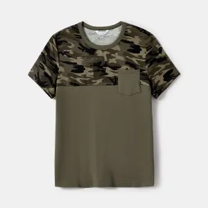 Family Matching Camouflage Tunic Dresses and Patch Pocket T-shirts Sets #1244469