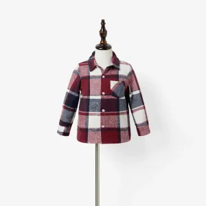 Family Matching Casual Long Sleeve Plaid Design Shirts and Knit Splicing Belted Dresses Sets #1315545