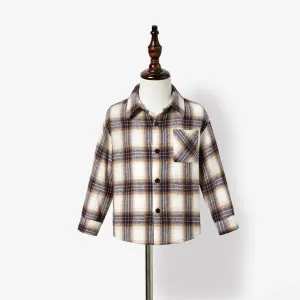Family Matching Casual Long-sleeve Plaid Fabric Splicing Dresses and Shirts Sets #1206534