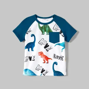 Family Matching Dinosaur Print Tank Dresses and Short-sleeve T-shirts Sets #1243323