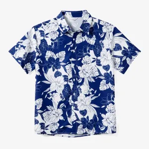 Family Matching Floral Beach Shirt and A-Line Ruffle Hem Strap Dress Sets #1322146