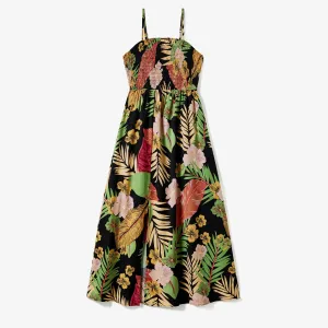 Family Matching Floral Beach Shirt and Split Hem Shirred Strap Dress Sets #1327006