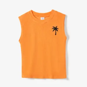 Family Matching Orange Terry Tank Top and Bodycon Tank Dress Sets #1320918