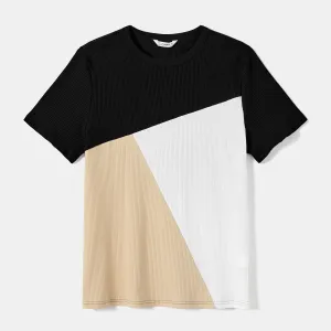 Family Matching  Polka Dot Dresses and Short-sleeve Colorblock T-shirts Sets #1058190