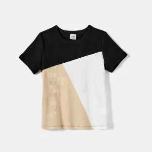 Family Matching  Polka Dot Dresses and Short-sleeve Colorblock T-shirts Sets #1058196