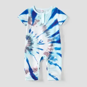 Family Matching Sets Blue Twirl Tie-Dye Tee or Strap Dress with Pockets