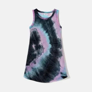 Family Matching Tie Dye Tank Dresses and Short-sleeve T-shirts Sets #225386