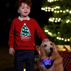Go-Glow Christmas Family Matching Long-sleeve Tops with Christmas Tree glowing & Illuminating Dress with Light Up Skirt Including Controller (Built-In #1316716