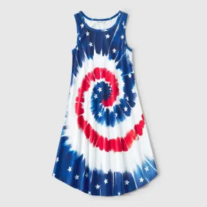 Independence Day Family Matching Cotton Short-sleeve T-shirts and Tank Dresses Sets #1032989
