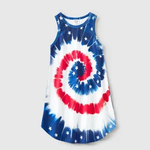 Independence Day Family Matching Cotton Short-sleeve T-shirts and Tank Dresses Sets #1032996
