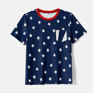 Independence Day Family Matching Naiaâ¢ Stars Print Slip Dresses and Short-sleeve T-shirts Sets #1036168