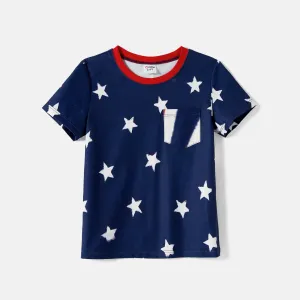Independence Day Family Matching Naiaâ¢ Stars Print Slip Dresses and Short-sleeve T-shirts Sets #1036175