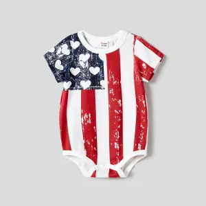 Independence Day Family Matching Naiaâ¢ Stars Stripe Print Belted Short-sleeve Dresses and T-shirts Sets #1034002