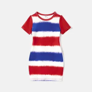 Independence Day Family Matching Ombre Tunic Dresses and Letter Print T-shirts Sets #1032965