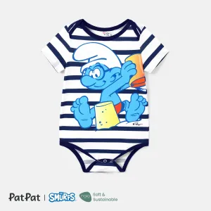 The Smurfs Family Matching Naiaâ¢ Character & Stripe Print Short-sleeve Dresses and T-shirts Sets #1039896